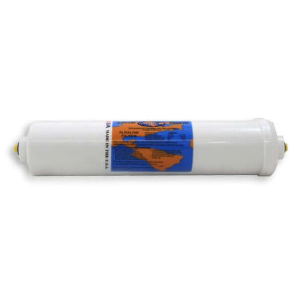 Omnipure's K5650 KK Alkaliser Water Filter Replacement Cartridge, featuring a clean white design with distinctive blue and orange labeling, is engineered for optimal filtration and includes 3/8