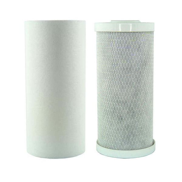 Two cylindrical water filters from the Replacement Cartridge Pack for MWF 10