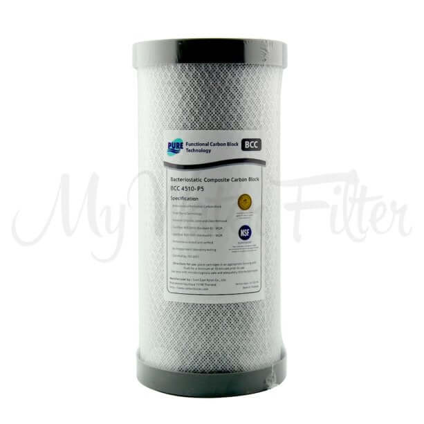 Pure BCC 0.5 Micron Silver Impregnated Carbon Block Whole House Water Filter Replacement Cartridge 10" x 4.5"