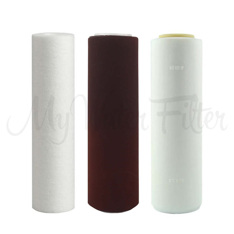 Replacement Cartridge Pack for ULTRAPURE Aragon 10" Triple Under Sink - Benchtop Water Filter with Low Alkaline & Sediment Protection