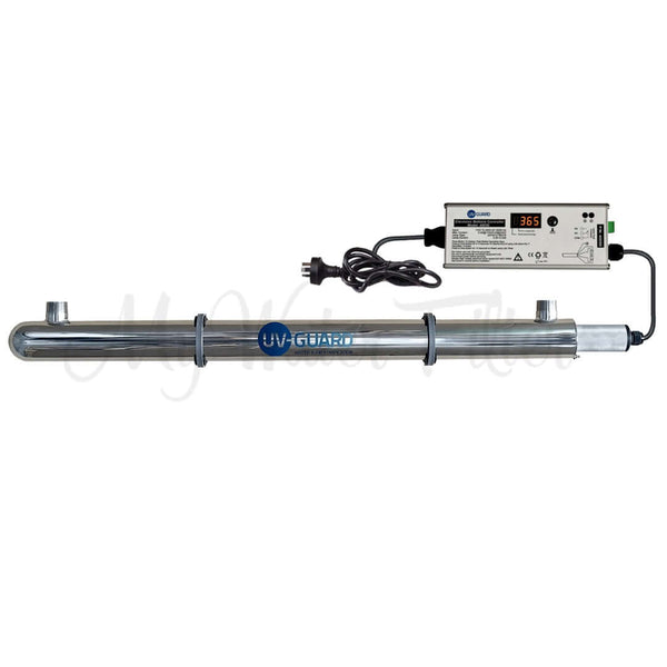UV Guard UVG SLT40 40 Watt Whole House Ultraviolet Light System - 46 LPM includes a controller and power cord.