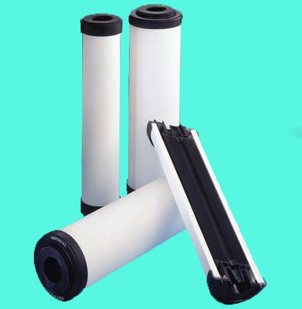 Four Doulton Ultracarb 0.5 Micron Ceramic Water Filter Replacement Cartridges, featuring black ends