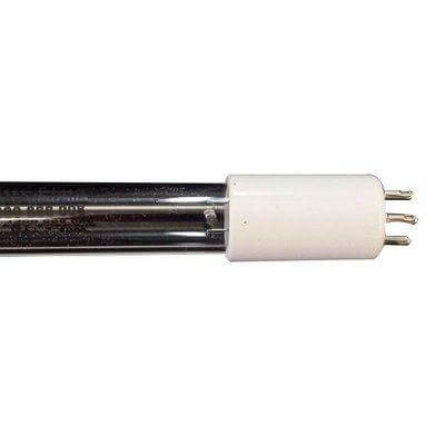 Close-up of a UV Lamp 11074 with four metal pins, a white base, 75 watts, and measuring 840mm.