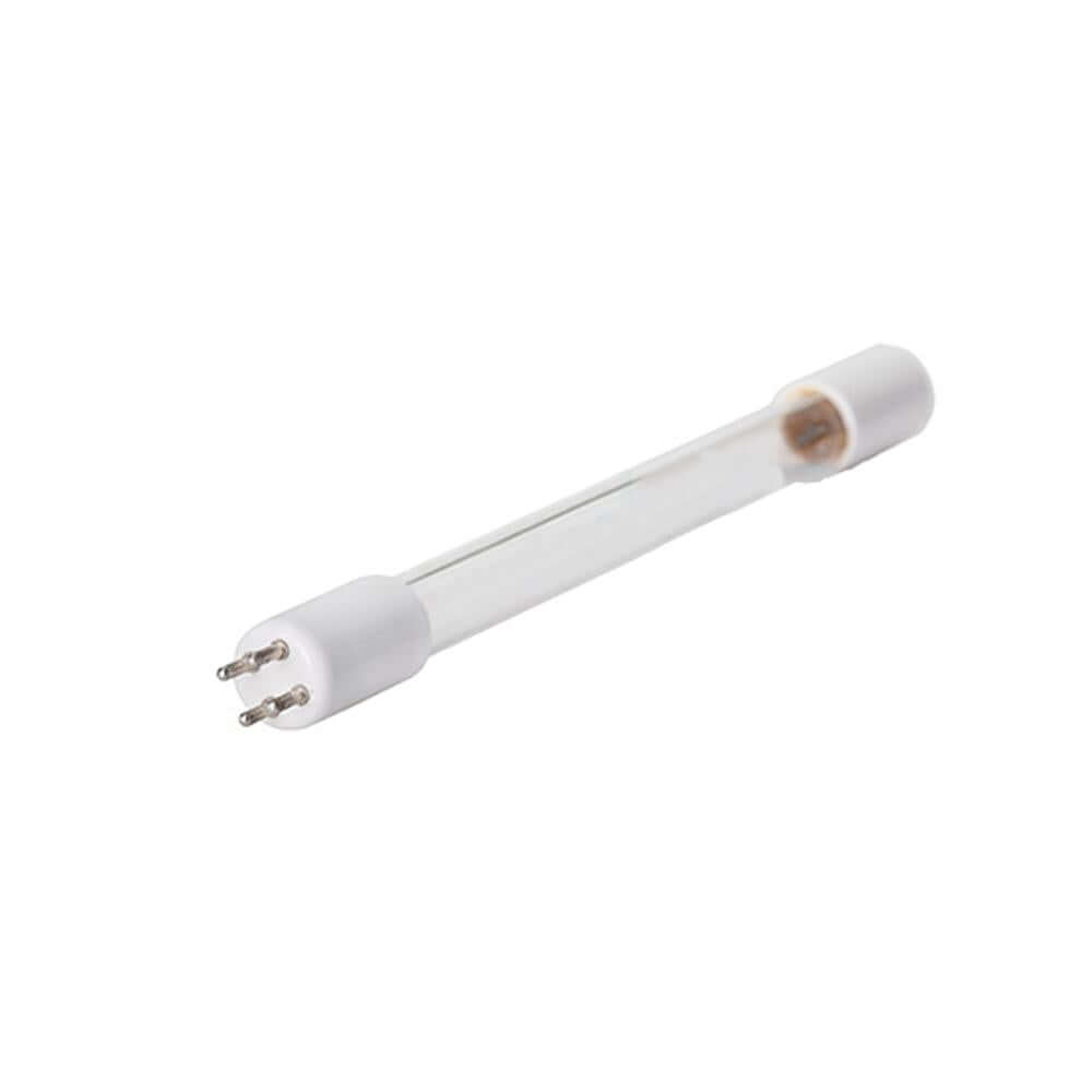 The UV Guard UV Lamp 11010 is a clear tube-shaped light bulb with prongs on both ends, designed to fit SLT1