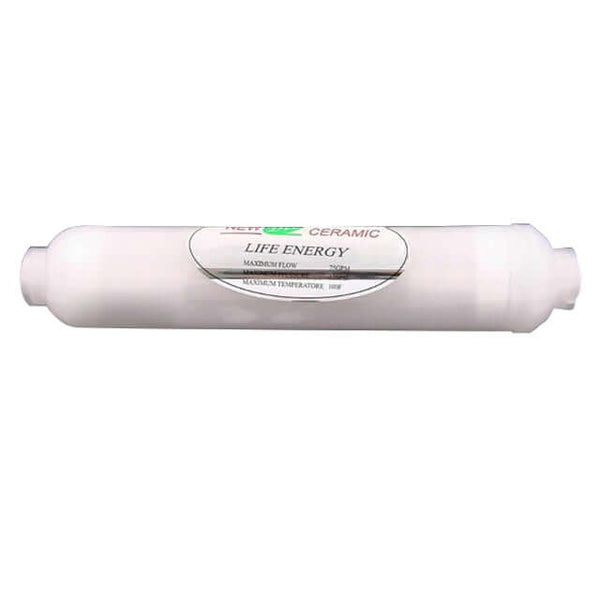 White cylindrical Far-Infrared cartridge as part of the Replacement Cartridge Pack for the Xstream 7 Stage Reverse Osmosis Water Filter System with Alkaliser.